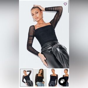 Princess Polly long sleeve bodysuit with mesh sleeves